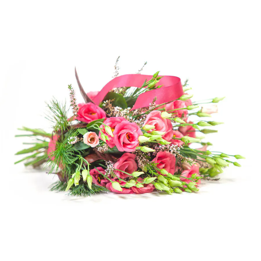 Gerbe de fleurs rose/vert