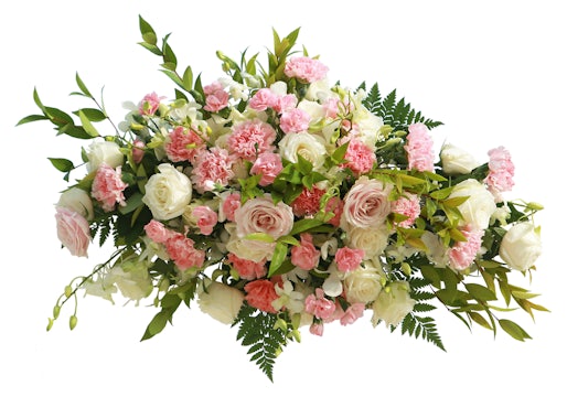 Carte Condoléances double demi couronne Fleurs roses